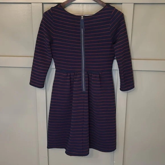Anthropologie Maeve Brenna Dress Fit & Flare Navy Red Stripes Pockets Size 4 - Picture 9 of 12